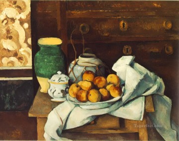 Naturaleza muerta delante de una cómoda Paul Cezanne Pinturas al óleo
